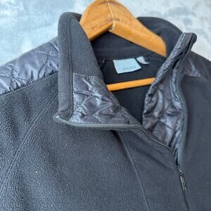 Athleta Women's 1/2 Zip Black Micro Fleece Quilted Pullover Jacket size Medium